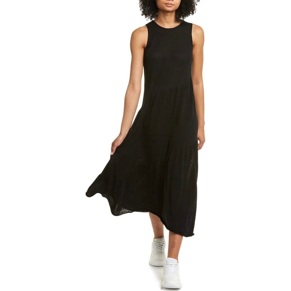 Vince tiered midi black knit cotton dress - size XS - Picture 1 of 8